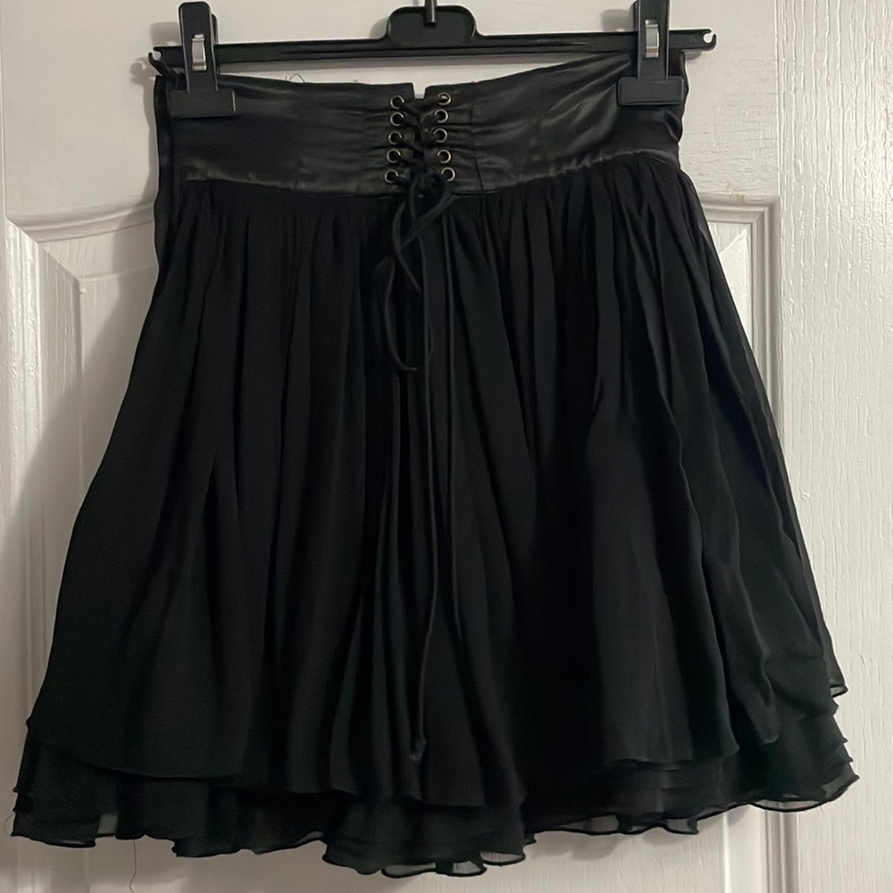 Divided by H&M black gauze tier skirt w corset back